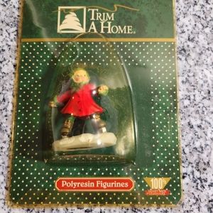 NWT 1990s Vintage Trim a Home Polyresin Figurine Child Ice Skating